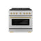 Autograph Edition 36 In. 5.2 Cu. Ft. Paramount Gas Range With 6 Burner Duopro™ Cooktop And Convection Gas Oven In Satin Stainless Steel And Champagne Bronze Accents