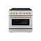 Autograph Edition 36 In. 5.2 Cu. Ft. Paramount Gas Range With 6 Burner Duopro™ Cooktop And Convection Gas Oven In Satin Stainless Steel And Champagne Bronze Accents