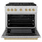 Autograph Edition 36 In. 5.2 Cu. Ft. Paramount Gas Range With 6 Burner Duopro™ Cooktop And Convection Gas Oven In Satin Stainless Steel And Champagne Bronze Accents