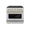 Autograph Edition 36 In. 5.2 Cu. Ft. Paramount Gas Range With 6 Burner Duopro™ Cooktop And Convection Gas Oven In Satin Stainless Steel And Polished Gold Accents
