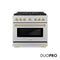 Autograph Edition 36 In. 5.2 Cu. Ft. Paramount Gas Range With 6 Burner Duopro™ Cooktop And Convection Gas Oven In Satin Stainless Steel And Polished Gold Accents