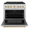Autograph Edition 36 In. 5.2 Cu. Ft. Paramount Gas Range With 6 Burner Duopro™ Cooktop And Convection Gas Oven In Satin Stainless Steel And Polished Gold Accents