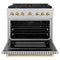 Autograph Edition 36 In. 5.2 Cu. Ft. Paramount Gas Range With 6 Burner Duopro™ Cooktop And Convection Gas Oven In Satin Stainless Steel And Polished Gold Accents
