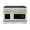 Autograph Edition 48 In. 6.7 Cu. Ft. Paramount Gas Range With 8 Burner Duopro™ Cooktop And Dual Ovens In Satin Stainless Steel And Champagne Bronze Accents