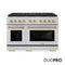 Autograph Edition 48 In. 6.7 Cu. Ft. Paramount Gas Range With 8 Burner Duopro™ Cooktop And Dual Ovens In Satin Stainless Steel And Champagne Bronze Accents