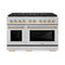 Autograph Edition 48 In. 6.7 Cu. Ft. Paramount Gas Range With 8 Burner Duopro™ Cooktop And Dual Ovens In Satin Stainless Steel And Polished Gold Accents