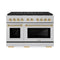 Autograph Edition 48 In. 6.7 Cu. Ft. Paramount Gas Range With 8 Burner Duopro™ Cooktop And Dual Ovens In Satin Stainless Steel And Polished Gold Accents