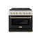 Autograph Edition 36 In. 5.2 Cu. Ft. Paramount Gas Range With 6 Burner Duopro™ Cooktop And Convection Gas Oven In Satin Stainless Steel With Black Matte Door And Polished Gold Accents