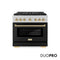 Autograph Edition 36 In. 5.2 Cu. Ft. Paramount Gas Range With 6 Burner Duopro™ Cooktop And Convection Gas Oven In Satin Stainless Steel With Black Matte Door And Polished Gold Accents