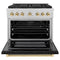 Autograph Edition 36 In. 5.2 Cu. Ft. Paramount Gas Range With 6 Burner Duopro™ Cooktop And Convection Gas Oven In Satin Stainless Steel With Black Matte Door And Polished Gold Accents