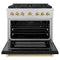 Autograph Edition 36 In. 5.2 Cu. Ft. Paramount Gas Range With 6 Burner Duopro™ Cooktop And Convection Gas Oven In Satin Stainless Steel With Black Matte Door And Polished Gold Accents