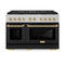 Autograph Edition 48 In. 6.7 Cu. Ft. Paramount Gas Range With 8 Burner Duopro™ Cooktop And Dual Ovens In Satin Stainless Steel With Black Matte Doors And Champagne Bronze Accents