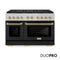 Autograph Edition 48 In. 6.7 Cu. Ft. Paramount Gas Range With 8 Burner Duopro™ Cooktop And Dual Ovens In Satin Stainless Steel With Black Matte Doors And Champagne Bronze Accents