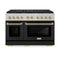 Autograph Edition 48 In. 6.7 Cu. Ft. Paramount Gas Range With 8 Burner Duopro™ Cooktop And Dual Ovens In Satin Stainless Steel With Black Matte Doors And Champagne Bronze Accents