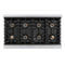 Autograph Edition 48 In. 6.7 Cu. Ft. Paramount Gas Range With 8 Burner Duopro™ Cooktop And Dual Ovens In Satin Stainless Steel With Black Matte Doors And Polished Gold Accents