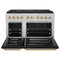 Autograph Edition 48 In. 6.7 Cu. Ft. Paramount Gas Range With 8 Burner Duopro™ Cooktop And Dual Ovens In Satin Stainless Steel With Black Matte Doors And Polished Gold Accents