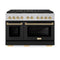 Autograph Edition 48 In. 6.7 Cu. Ft. Paramount Gas Range With 8 Burner Duopro™ Cooktop And Dual Ovens In Satin Stainless Steel With Black Matte Doors And Polished Gold Accents