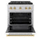 Autograph Edition 30 In. 4.2 Cu. Ft. Paramount Gas Range With 4 Burner Duopro™ Cooktop And Convection Gas Oven In Satin Stainless Steel With White Matte Door And Polished Gold Accents