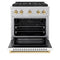Autograph Edition 30 In. 4.2 Cu. Ft. Paramount Gas Range With 4 Burner Duopro™ Cooktop And Convection Gas Oven In Satin Stainless Steel With White Matte Door And Polished Gold Accents