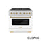 Autograph Edition 36 In. 5.2 Cu. Ft. Paramount Gas Range With 6 Burner Duopro™ Cooktop And Convection Gas Oven In Satin Stainless Steel With White Matte Door And Polished Gold Accents