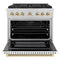 Autograph Edition 36 In. 5.2 Cu. Ft. Paramount Gas Range With 6 Burner Duopro™ Cooktop And Convection Gas Oven In Satin Stainless Steel With White Matte Door And Polished Gold Accents