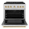 Autograph Edition 36 In. 5.2 Cu. Ft. Paramount Gas Range With 6 Burner Duopro™ Cooktop And Convection Gas Oven In Satin Stainless Steel With White Matte Door And Polished Gold Accents