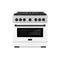 Autograph Edition 36 In. 5.2 Cu. Ft. Paramount Gas Range With 6 Burner Duopro™ Cooktop And Convection Gas Oven In Satin Stainless Steel With White Matte Door And Matte Black Accents