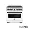 Autograph Edition 36 In. 5.2 Cu. Ft. Paramount Gas Range With 6 Burner Duopro™ Cooktop And Convection Gas Oven In Satin Stainless Steel With White Matte Door And Matte Black Accents