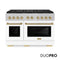 Autograph Edition 48 In. 6.7 Cu. Ft. Paramount Gas Range With 8 Burner Duopro™ Cooktop And Dual Ovens In Satin Stainless Steel With White Matte Doors And Champagne Bronze Accents