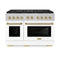 Autograph Edition 48 In. 6.7 Cu. Ft. Paramount Gas Range With 8 Burner Duopro™ Cooktop And Dual Ovens In Satin Stainless Steel With White Matte Doors And Champagne Bronze Accents