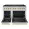 Autograph Edition 48 In. 6.7 Cu. Ft. Paramount Gas Range With 8 Burner Duopro™ Cooktop And Dual Ovens In Satin Stainless Steel With White Matte Doors And Champagne Bronze Accents