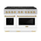 Autograph Edition 48 In. 6.7 Cu. Ft. Paramount Gas Range With 8 Burner Duopro™ Cooktop And Dual Ovens In Satin Stainless Steel With White Matte Doors And Champagne Bronze Accents
