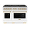 Autograph Edition 48 In. 6.7 Cu. Ft. Paramount Gas Range With 8 Burner Duopro™ Cooktop And Dual Ovens In Satin Stainless Steel With White Matte Doors And Polished Gold Accents
