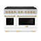 Autograph Edition 48 In. 6.7 Cu. Ft. Paramount Gas Range With 8 Burner Duopro™ Cooktop And Dual Ovens In Satin Stainless Steel With White Matte Doors And Polished Gold Accents