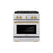 Autograph Edition 30 In. 4.2 Cu. Ft. Paramount Gas Range With 4 Burner Duopro™ Cooktop And Convection Gas Oven In Stainless Steel With Polished Gold Accents