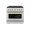 Autograph Edition 36 In. 5.2 Cu. Ft. Paramount Gas Range With 6 Burner Duopro™ Cooktop And Convection Gas Oven In Stainless Steel And Champagne Bronze Accents