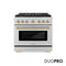 Autograph Edition 36 In. 5.2 Cu. Ft. Paramount Gas Range With 6 Burner Duopro™ Cooktop And Convection Gas Oven In Stainless Steel And Champagne Bronze Accents