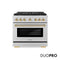 Autograph Edition 36 In. 5.2 Cu. Ft. Paramount Gas Range With 6 Burner Duopro™ Cooktop And Convection Gas Oven In Stainless Steel And Polished Gold Accents