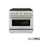 Autograph Edition 36 In. 5.2 Cu. Ft. Paramount Gas Range With 6 Burner Duopro™ Cooktop And Convection Gas Oven In Stainless Steel With Champagne Bronze Helix Handle And Accents