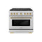 Autograph Edition 36 In. 5.2 Cu. Ft. Paramount Gas Range With 6 Burner Duopro™ Cooktop And Convection Gas Oven In Stainless Steel With Champagne Bronze Helix Handle And Accents