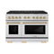 Autograph Edition 48 In. 6.7 Cu. Ft. Paramount Gas Range With 8 Burner Duopro™ Cooktop And Dual Ovens In Stainless Steel And Polished Gold Accents