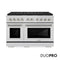 Autograph Edition 48 In. 6.7 Cu. Ft. Paramount Gas Range With 8 Burner Duopro™ Cooktop And Dual Ovens In Stainless Steel With Polished Nickel Helix Handles And Accents