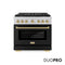 Autograph Edition 36 In. 5.2 Cu. Ft. Paramount Gas Range With 6 Burner Duopro™ Cooktop And Convection Gas Oven With Black Matte Door And Champagne Bronze Accents