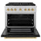 Autograph Edition 36 In. 5.2 Cu. Ft. Paramount Gas Range With 6 Burner Duopro™ Cooktop And Convection Gas Oven With Black Matte Door And Polished Gold Accents