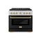 Autograph Edition 36 In. 5.2 Cu. Ft. Paramount Gas Range With 6 Burner Duopro™ Cooktop And Convection Gas Oven With Black Matte Door And Polished Gold Accents