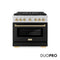 Autograph Edition 36 In. 5.2 Cu. Ft. Paramount Gas Range With 6 Burner Duopro™ Cooktop And Convection Gas Oven With Black Matte Door And Polished Gold Accents