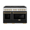 Autograph Edition 48 In. 6.7 Cu. Ft. Paramount Gas Range With 8 Burner Duopro™ Cooktop And Dual Ovens With Black Matte Doors And Polished Gold Accents
