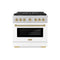 Autograph Edition 36 In. 5.2 Cu. Ft. Paramount Gas Range With 6 Burner Duopro™ Cooktop And Convection Gas Oven With White Matte Door And Champagne Bronze Accents