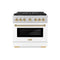 Autograph Edition 36 In. 5.2 Cu. Ft. Paramount Gas Range With 6 Burner Duopro™ Cooktop And Convection Gas Oven With White Matte Door And Polished Gold Accents