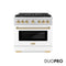 Autograph Edition 36 In. 5.2 Cu. Ft. Paramount Gas Range With 6 Burner Duopro™ Cooktop And Convection Gas Oven With White Matte Door And Polished Gold Accents